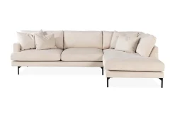 Menard 4-sits Högervänd L-formad Schäslongsoffa + Fotpall i Manchester
