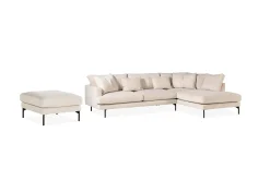 Menard 4-sits Högervänd L-formad Schäslongsoffa + Fotpall i Manchester