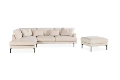Menard 4-sits Vänstervänd L-formad Schäslongsoffa + Fotpall i Manchester