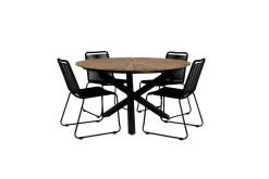 Mexico Matgrupp Utomhus Rund Ø140cm + 4 Lindos Stolar