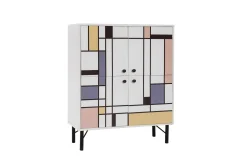 Midia Highboard 95x111 cm Vit/Brun/Lila/Gul