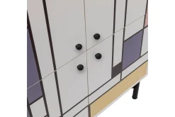 Midia Highboard 95x111 cm Vit/Brun/Lila/Gul