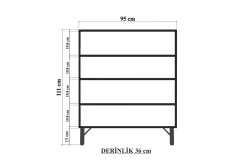Midia Highboard 95x111 cm Vit/Brun/Lila/Gul