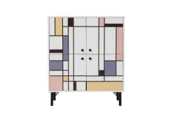 Midia Highboard 95x111 cm Vit/Brun/Lila/Gul