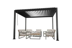 Mirador Paviljong 3x3x2,5 m med väggar Mörkgrå