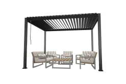 Mirador Paviljong 3x3x2,5 m med gardiner Mörkgrå