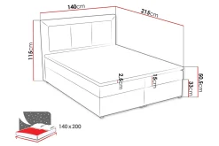 Moden Kontinentalsäng 140x215cm LED-belysning