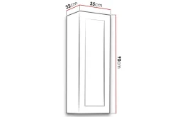 Narbonne Smalt Vitrinskåp 32 cm djup 35 cm bred 90 cm hög Mörkt Trä Glas