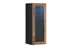 Narbonne Smalt Vitrinskåp 32 cm djup 35 cm bred 90 cm hög Mörkt Trä Glas