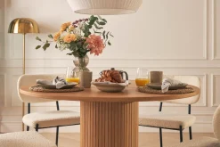 Noira Matbord 120 cm Massiv Valnöt Runt med 4st Gemmiano Mat