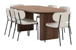 Noira Matbord 220 cm Massiv Valnöt med 6st Gemmiano Matstol