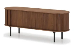 Noira Oval TV bänk Valnöt 150x45 cm Ribbad
