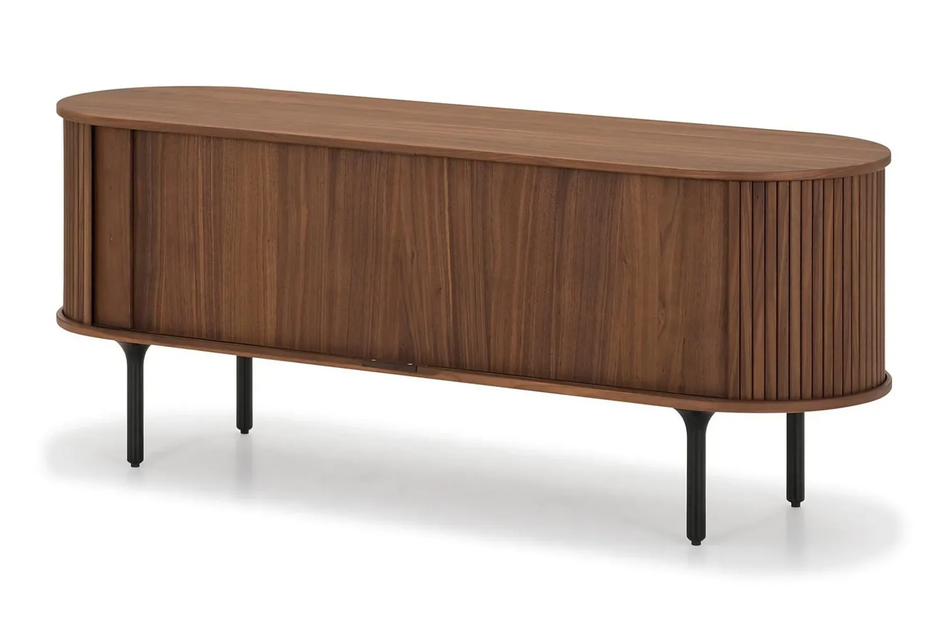 Noira Oval TV bänk Valnöt 150x45 cm Ribbad