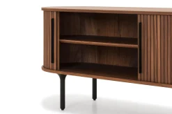 Noira Oval TV bänk Valnöt 150x45 cm Ribbad