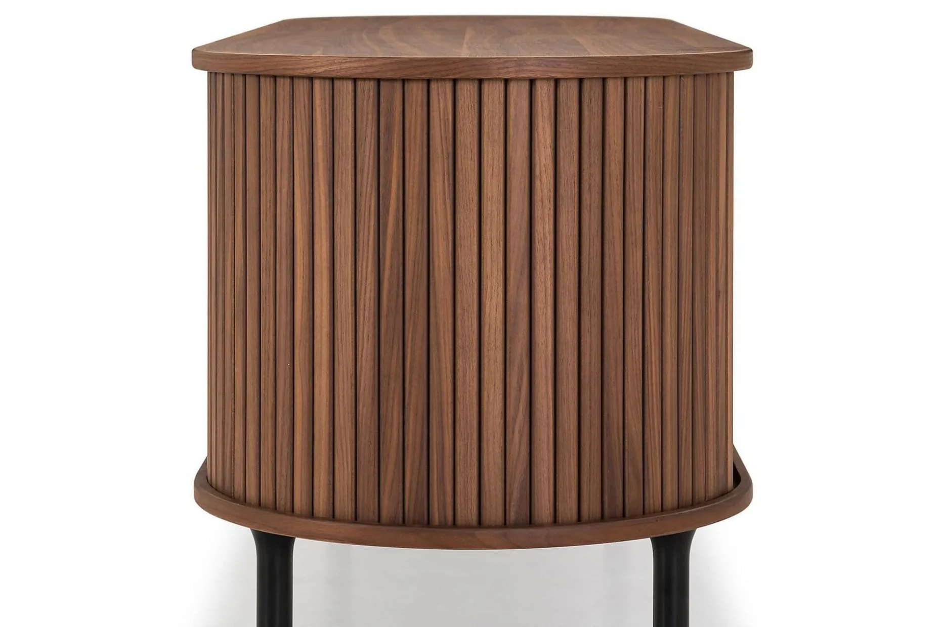 Noira Oval TV bänk Valnöt 150x45 cm Ribbad