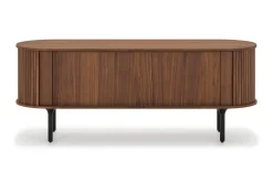 Noira Oval TV bänk Valnöt 150x45 cm Ribbad