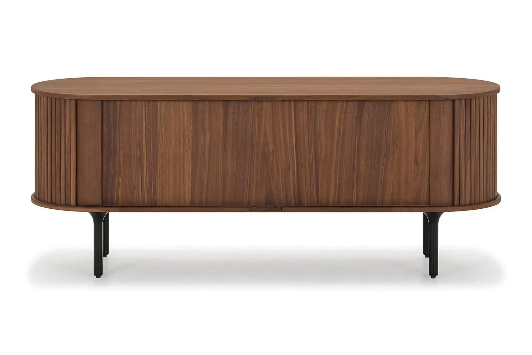 Noira Oval TV bänk Valnöt 150x45 cm Ribbad
