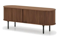 Noira Oval TV bänk Valnöt 150x45 cm Ribbad