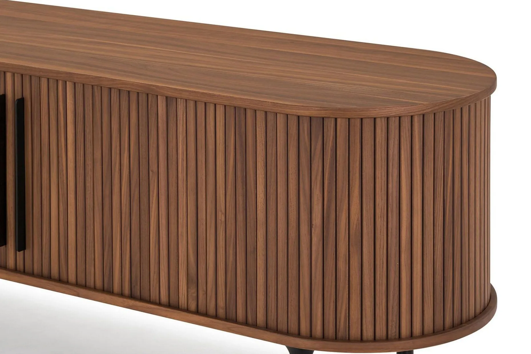 Noira Oval TV bänk Valnöt 150x45 cm Ribbad