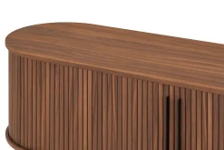 Noira Oval TV bänk Valnöt 150x45 cm Ribbad