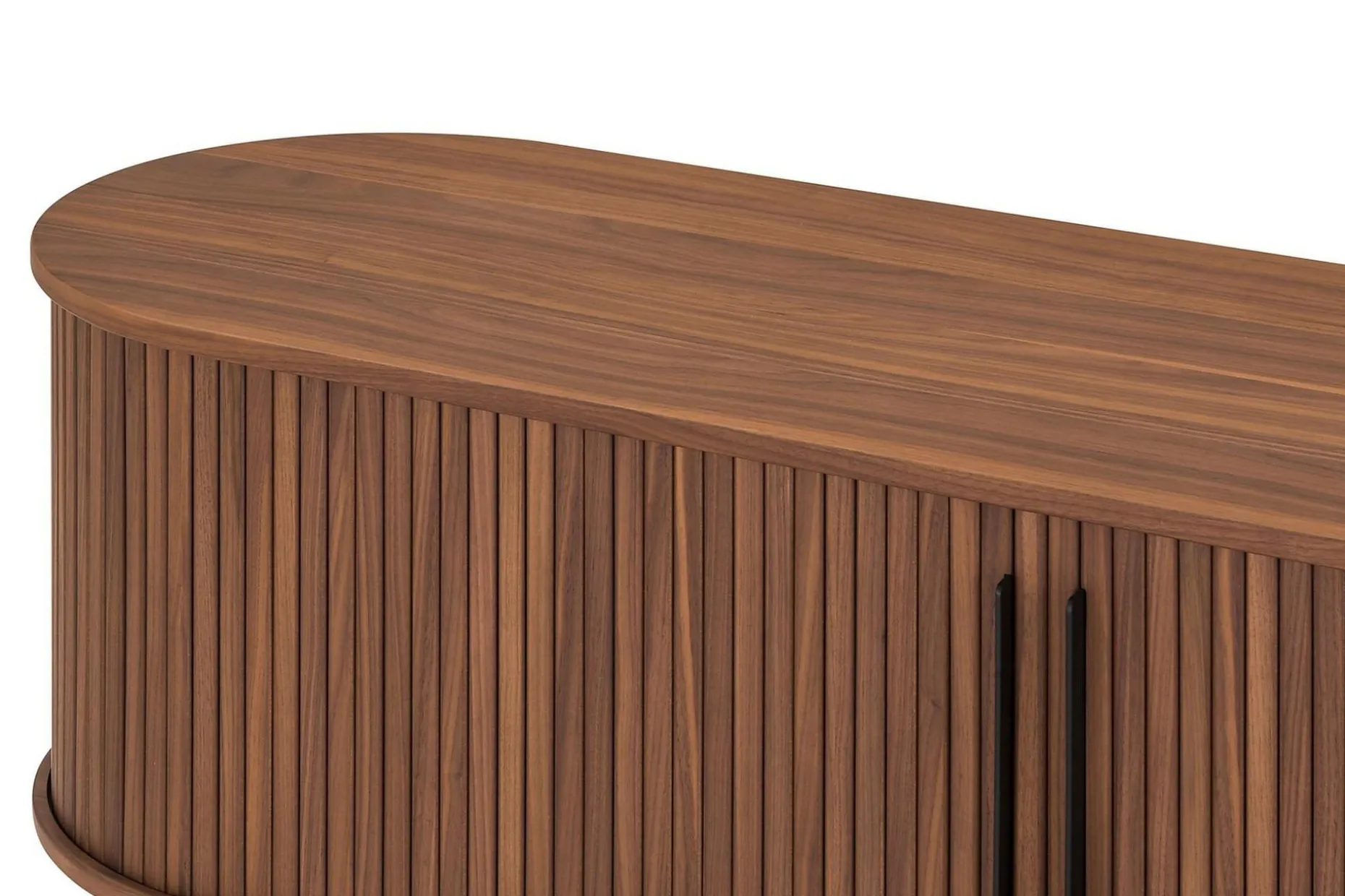 Noira Oval TV bänk Valnöt 150x45 cm Ribbad