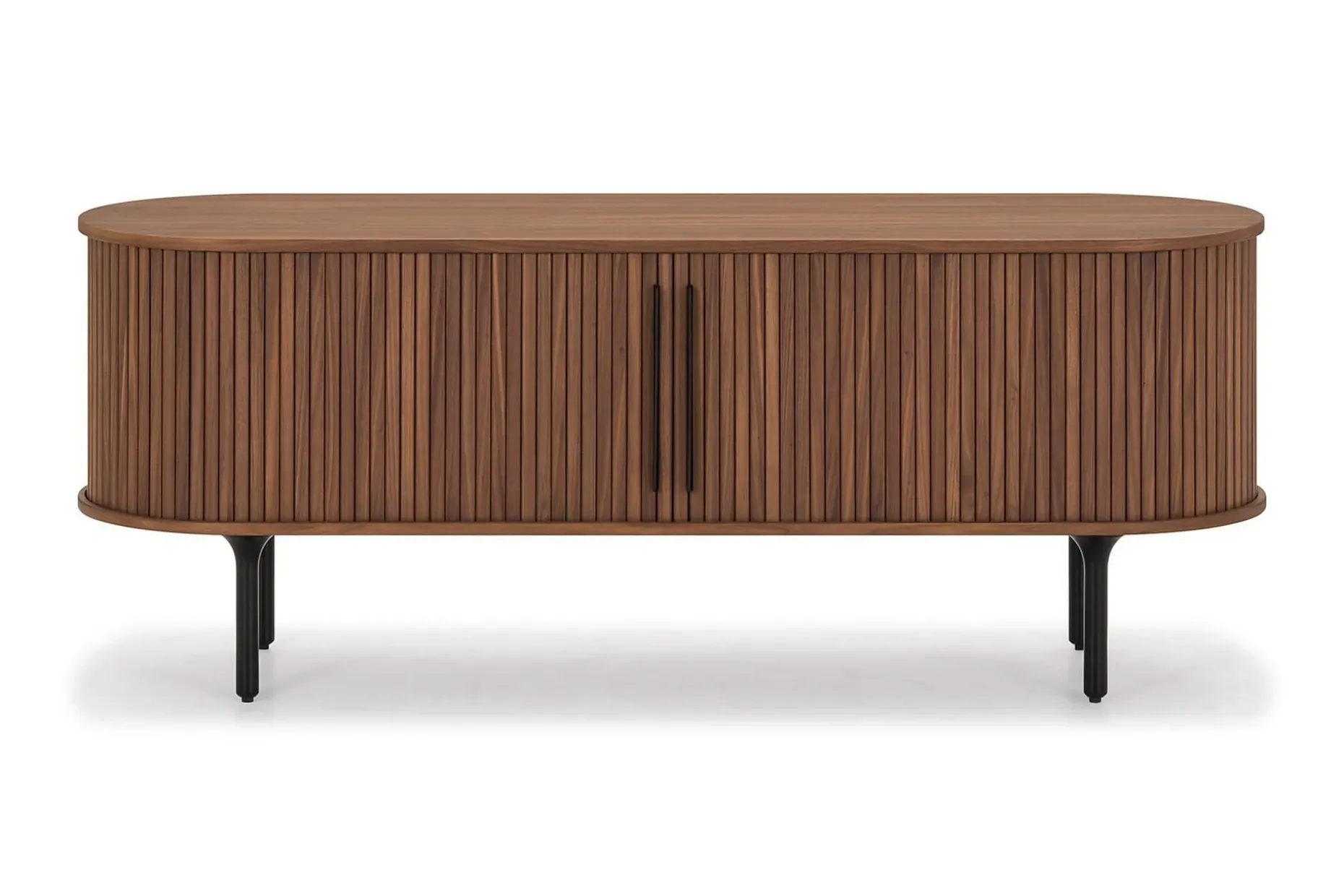 Noira Oval TV bänk Valnöt 150x45 cm Ribbad