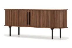 Noira Oval TV bänk Valnöt 150x45 cm Ribbad