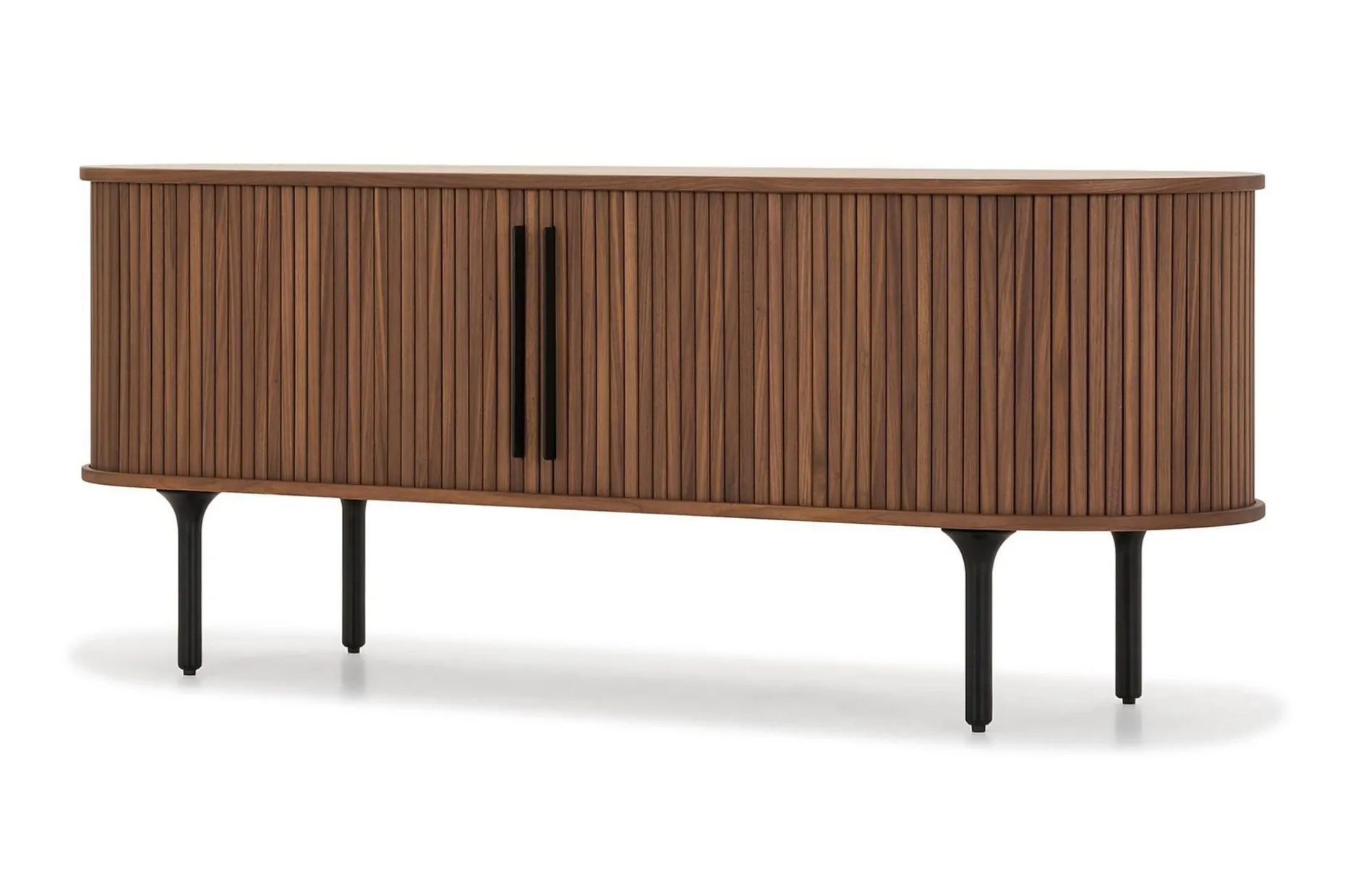 Noira Oval TV bänk Valnöt 150x45 cm Ribbad