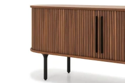 Noira Oval TV bänk Valnöt 150x45 cm Ribbad