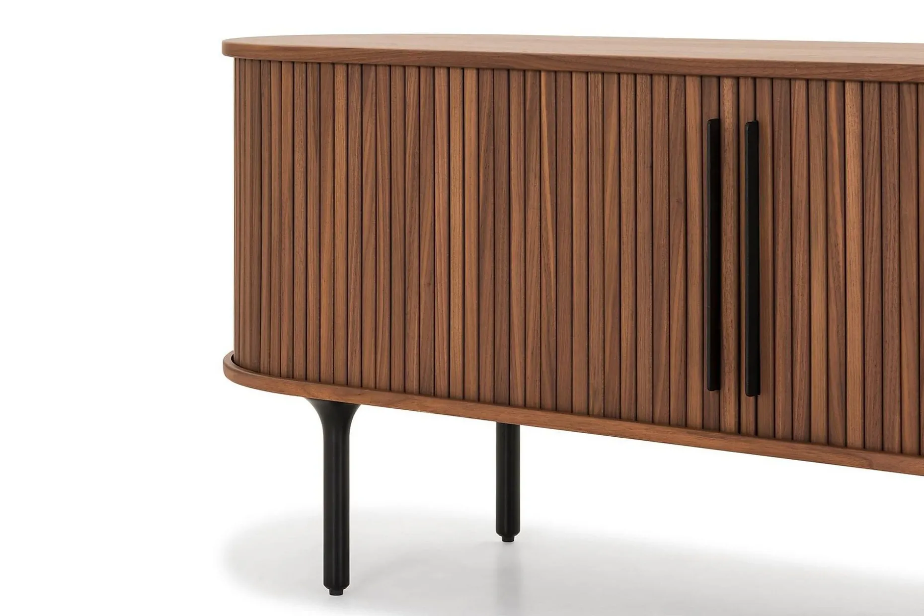 Noira Oval TV bänk Valnöt 150x45 cm Ribbad