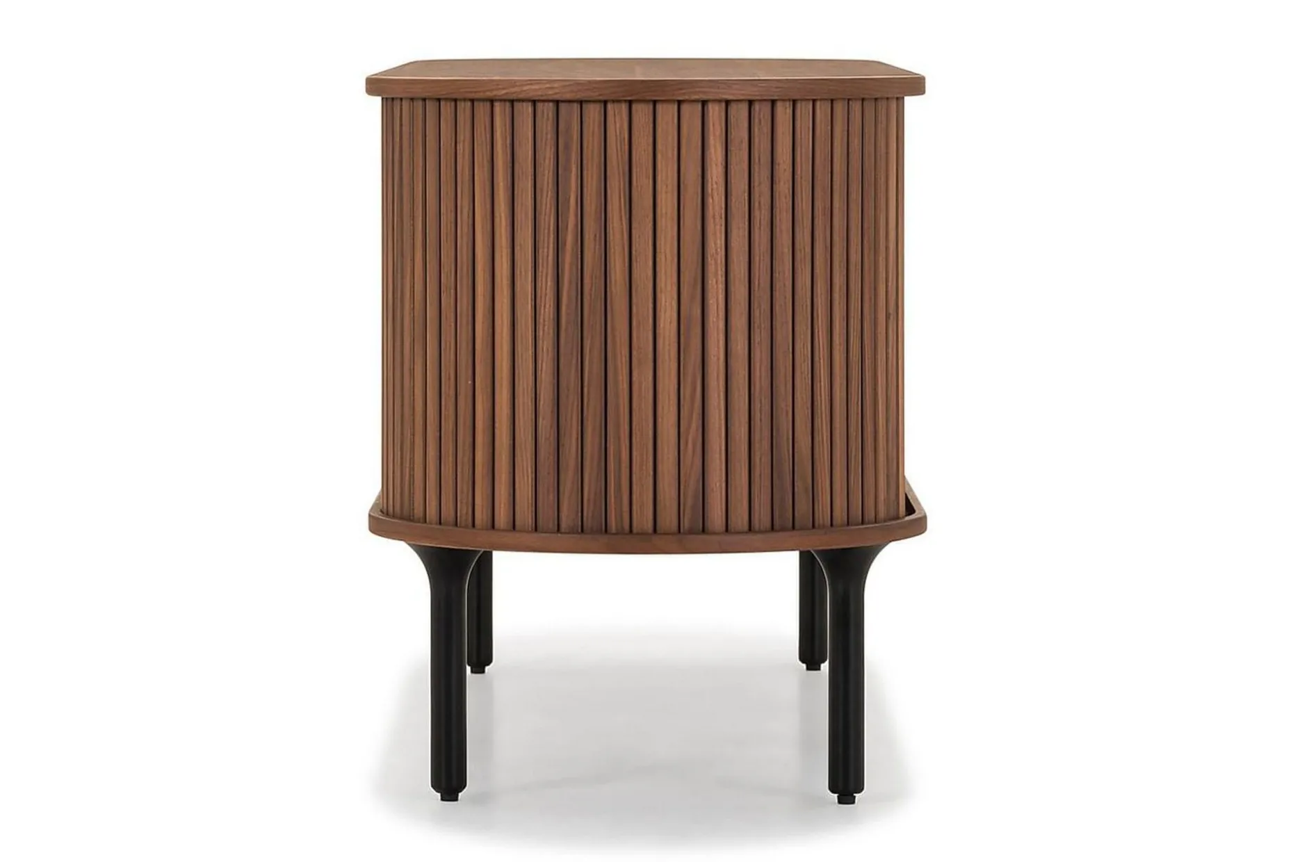 Noira Oval TV bänk Valnöt 150x45 cm Ribbad