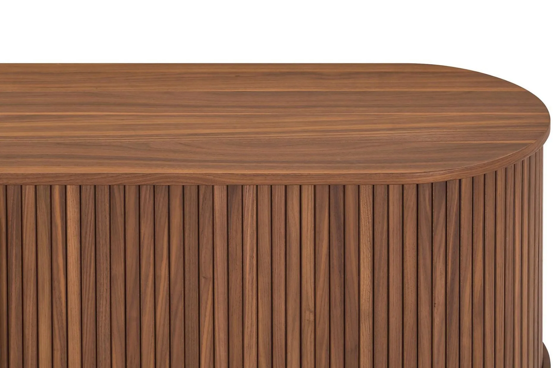 Noira Oval TV bänk Valnöt 150x45 cm Ribbad