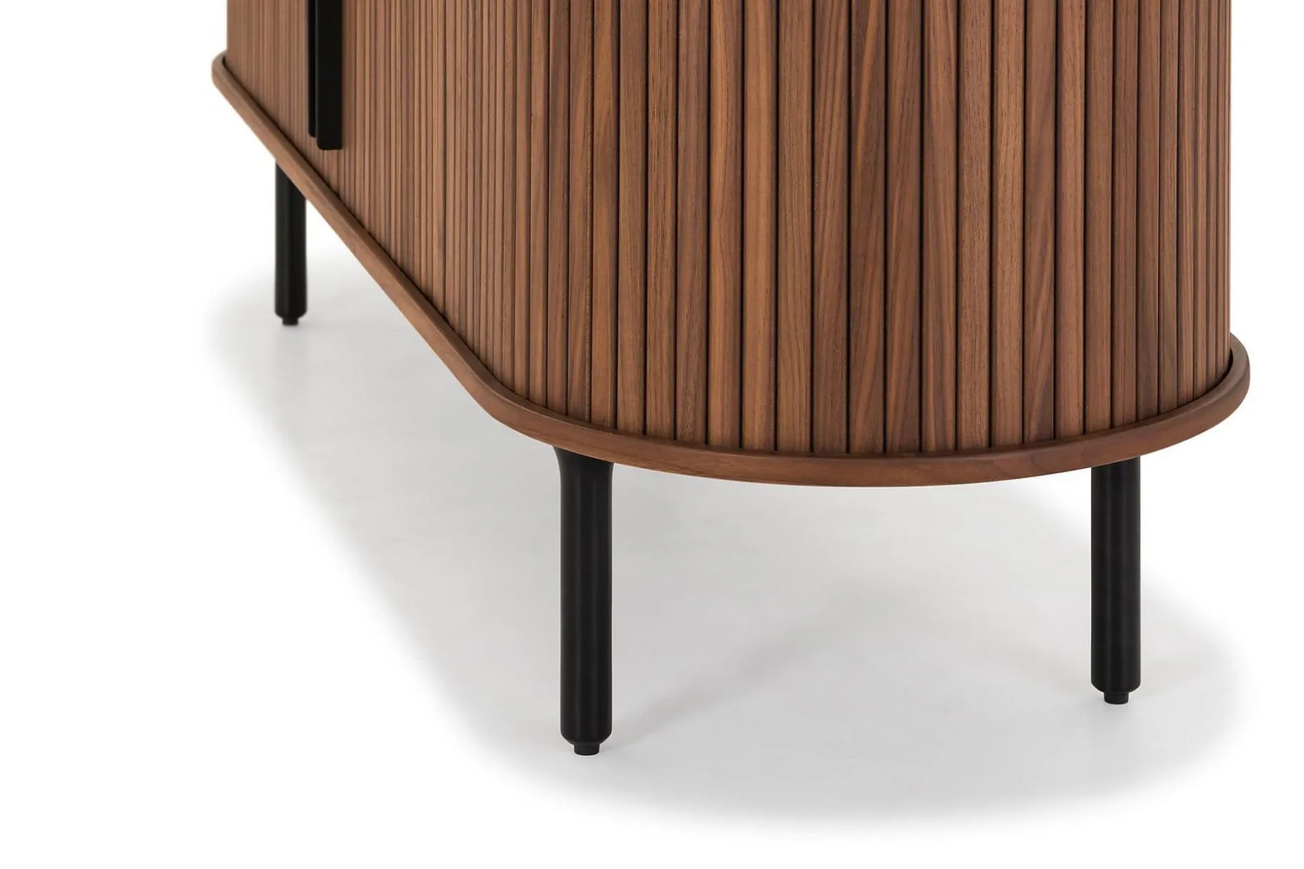 Noira Oval TV bänk Valnöt 150x45 cm Ribbad