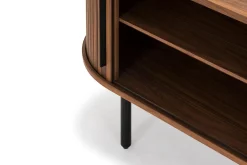 Noira Oval TV bänk Valnöt 150x45 cm Ribbad