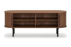 Noira Oval TV bänk Valnöt 150x45 cm Ribbad