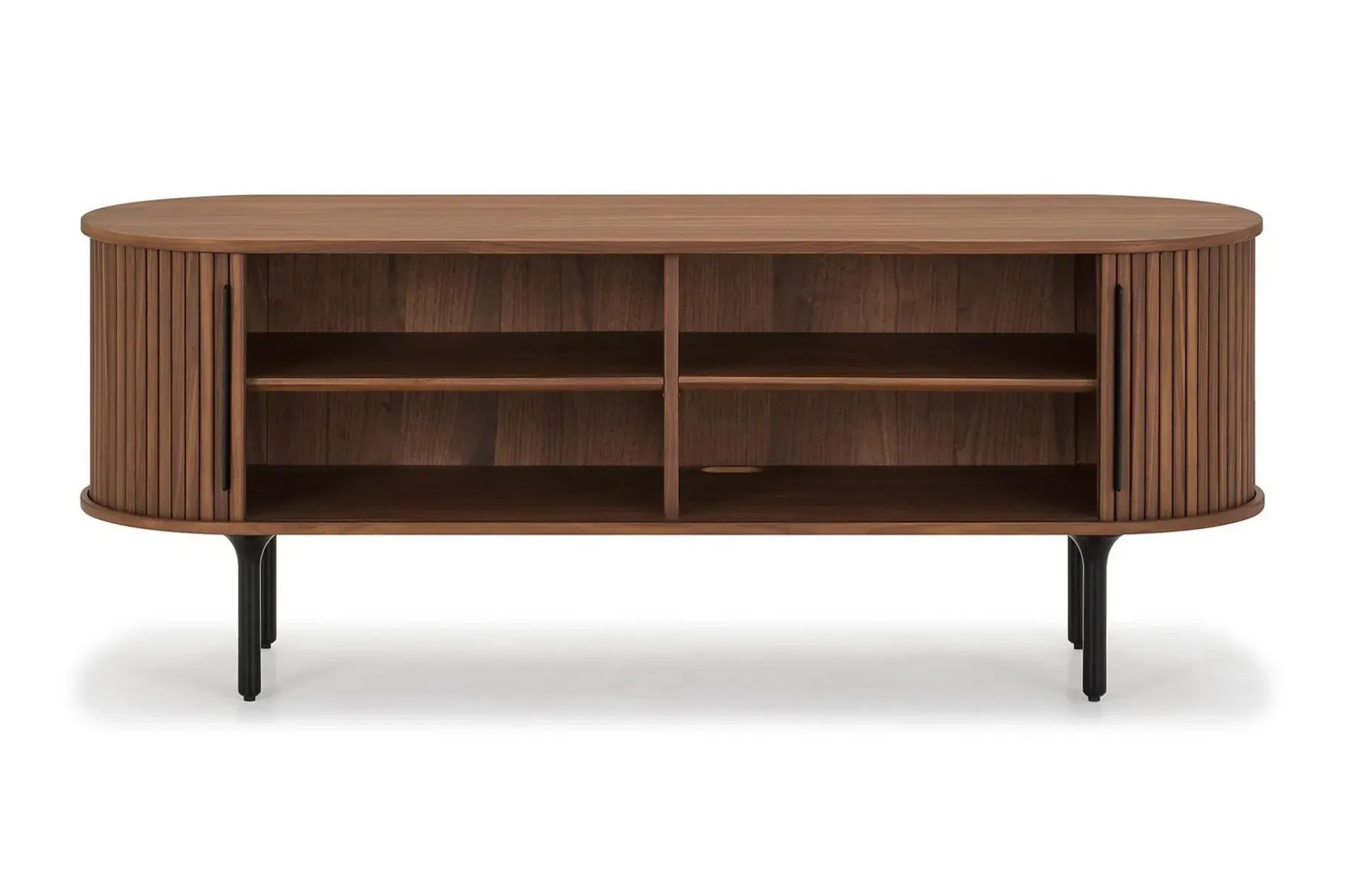 Noira Oval TV bänk Valnöt 150x45 cm Ribbad