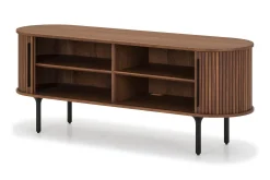Noira Oval TV bänk Valnöt 150x45 cm Ribbad