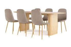 Noira Ovalt Matbord 220 cm EK + 6 st Nibe stol brun med ek ben