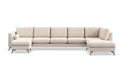 Ocean Lyx 6-sits Högervänd U-formad Soffa med Divan och Schäslong + Fotpall i Tyg