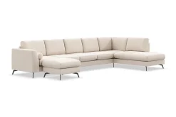 Ocean Lyx 6-sits Högervänd U-formad Soffa med Divan och Schäslong + Fotpall i Tyg