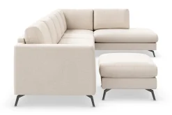 Ocean Lyx 6-sits Högervänd U-formad Soffa med Divan och Schäslong + Fotpall i Tyg
