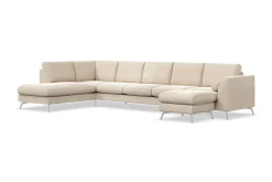 Ocean Lyx 6-sits Vänstervänd U-formad Soffa med Divan och Schäslong + Fotpall i Sammet