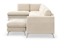 Ocean Lyx 6-sits Vänstervänd U-formad Soffa med Divan och Schäslong + Fotpall i Sammet