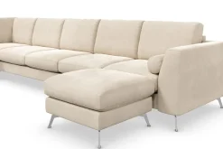Ocean Lyx 6-sits Vänstervänd U-formad Soffa med Divan och Schäslong + Fotpall i Sammet