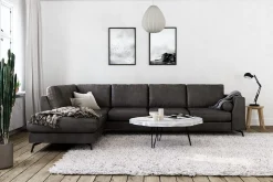 Ocean Lyx 4-sits Vänstervänd L-formad Schäslongsoffa i Konstläder
