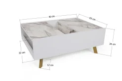 Ocotla Soffbord 90 cm med Förvaring Marmormönster