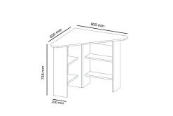 Oderzo Hörnskrivbord 80 cm med Förvaring Hyllor