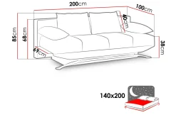 Olier Bäddsoffa 200x100x85 cm