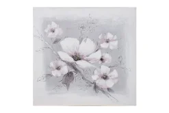 Oljemålning 60x60cm Vita blommor