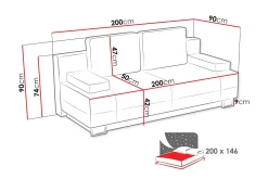 Optima Bäddsoffa 200x90x90 cm